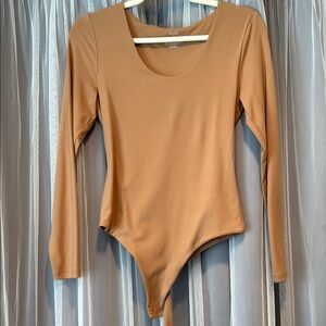 Nuuds Brown Long Sleeve Scoop Neck Bodysuit